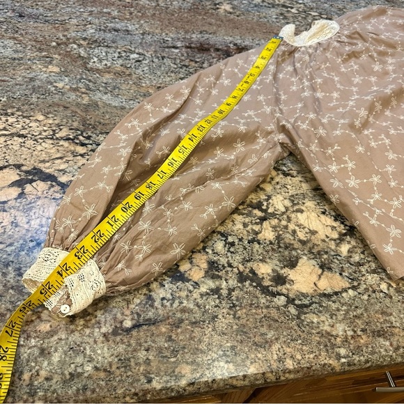 Zara Tan & Cream Embroidered Blouse - Picture 10 of 10